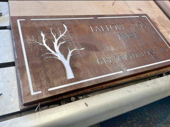 Corten Steel Laser Cut Address Plaque with LED Illumination