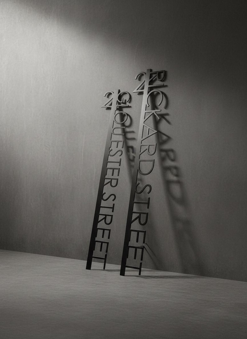 Metal Art House Sign - Stainless Steel Construction and Industrial powder coating shown in an AI-generated listing photo
