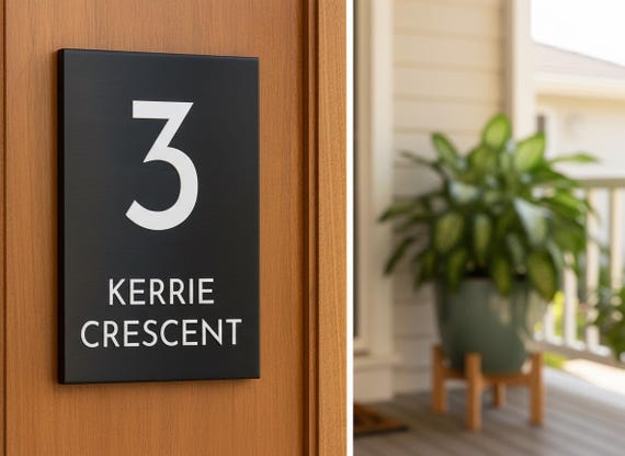 Custom House Sign, Black Brushed Stainless Steel Backlit Address Plaque | A316 Marine, LED Color Options, Six Sizes