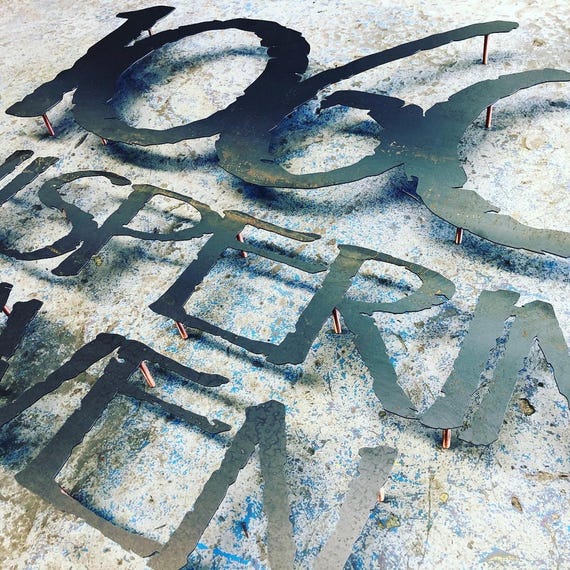 3D Corten Steel House Numbers, Rusted Floating Characters