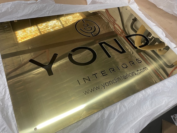 Laser Cut Brass house and business plaques - custom made in any size