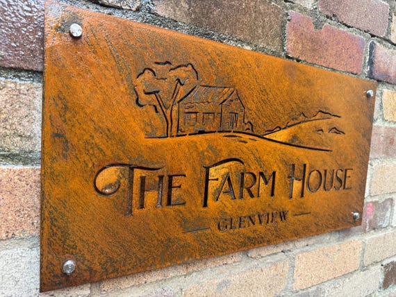 Farm Signs - Barn Signs Corten (Rusted) Steel Custom Made Laser Cut , Made to Order