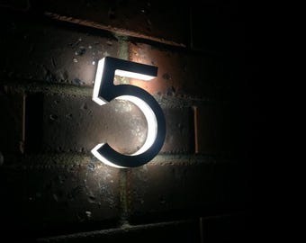LED House Number, Custom Made Laser Cut Address Sign in Mirror Aluminum