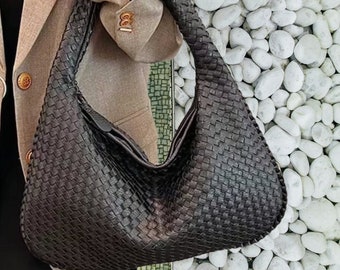 Sac à boulettes en cuir, sac à bandoulière en cuir végétalien, sac tissé Kont, sac vintage, sac à main fait main, cadeau pour elle