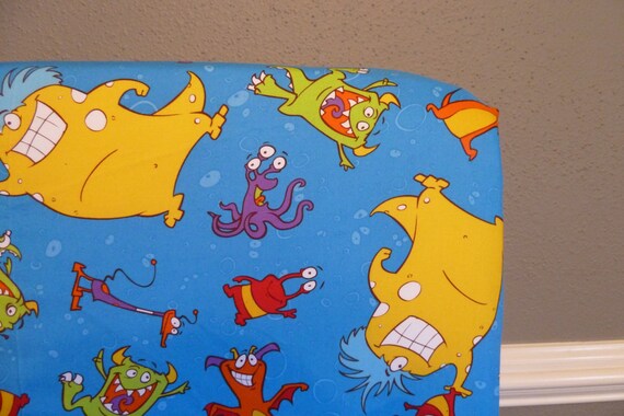 Boogie Monster Crib Sheet Fitted Toddler Sheet Blue Fitted Etsy
