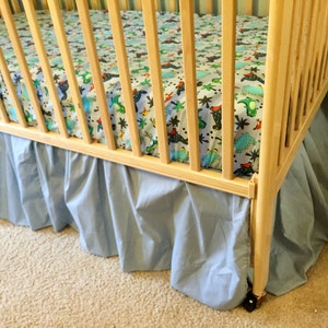 Adjustable crib skirt - 20 inch drop, gathered crib skirt, ruffled crib skirt, Free Shipping.