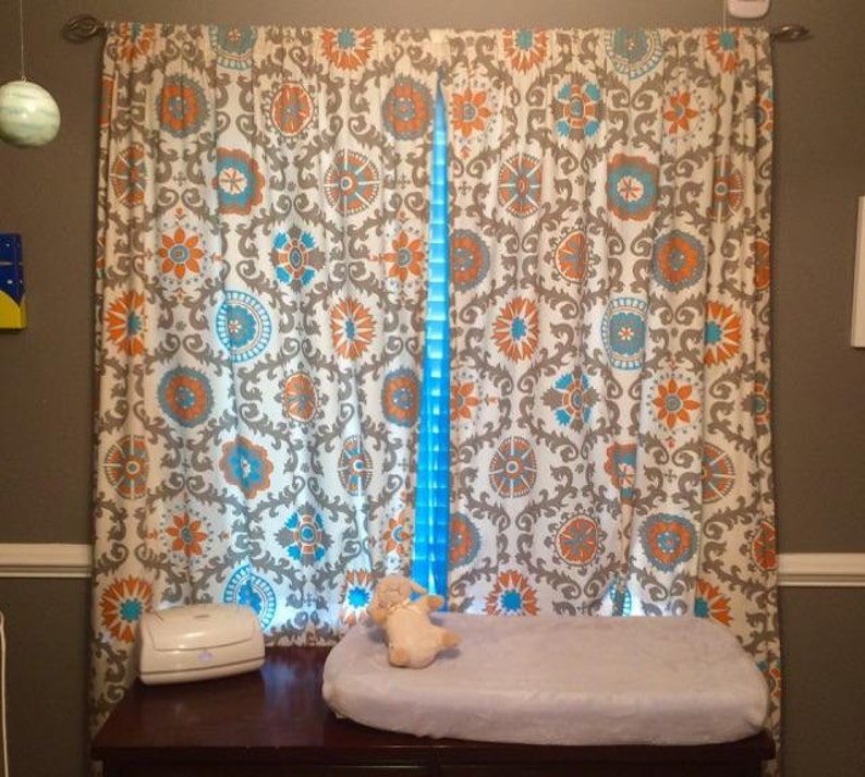 Teal and Orange Nursery Curtains Floor Length Nursery - Etsy