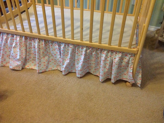 Ruffled Crib Skirt In Multicolored Broken Chevron Pattern 20 Etsy