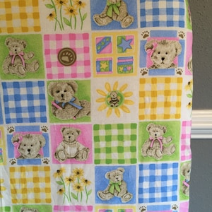 Fitted Crib Sheet in pastel cotton checks, flowers, and teddy bears, fast free shipping