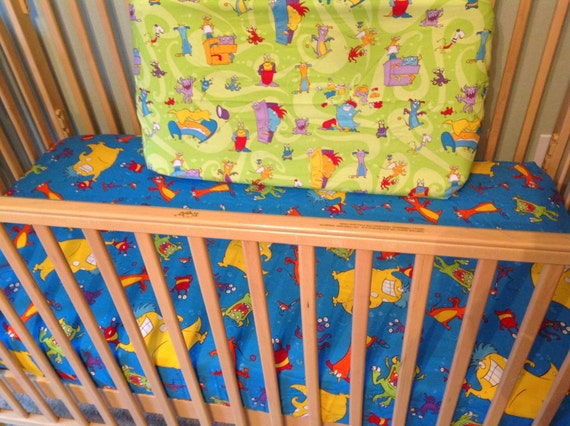 Boogie Monster Crib Sheet Fitted Toddler Sheet Blue Fitted Etsy