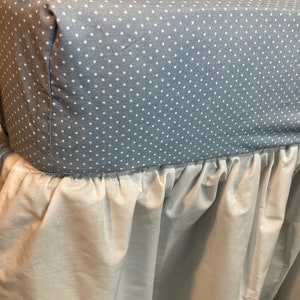 Fitted Crib Sheet, gray with white dots, made and ready to ship free