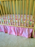 Handmade Pastel Crib Skirt: Ruffled Cotton 20-Inch Adjustable Drop