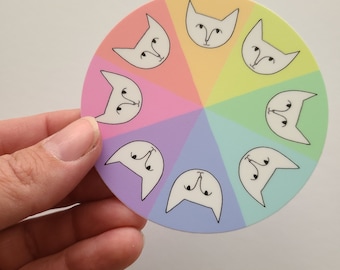 Color Wheel Cat Vinyl Stickers