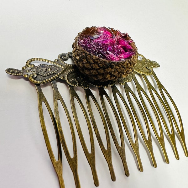 Hair Comb Wedding Jewelry Real Flower Dried  Cockscomb Hair Clip Natural Aesthetic Wedding Hair Dried Pressed Floral Hair Comb Bridesmaids
