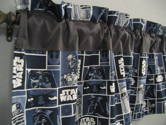 Star Wars Valance Curtain Solid Color Gray Rod Pocket Etsy