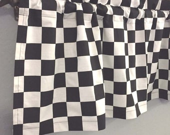Details about   Black & White Checker  Nascar Racing Valance Curtain 42x14 racing flag valance 