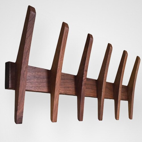 Mid Century Modern Coat Rack Walnut With Eight Hooks Etsy