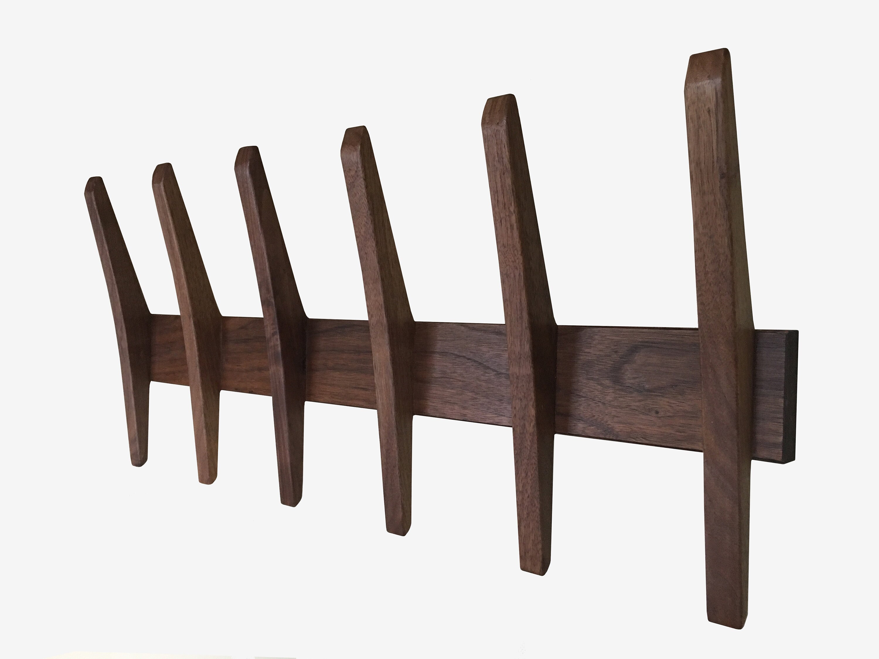 Mid Century Modern Coat Rack Walnut with Six Hooks Etsy