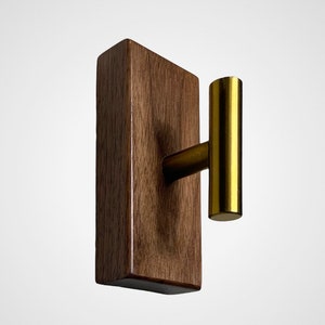 Solid Walnut Coat Hook: Modern Brass Entryway Storage