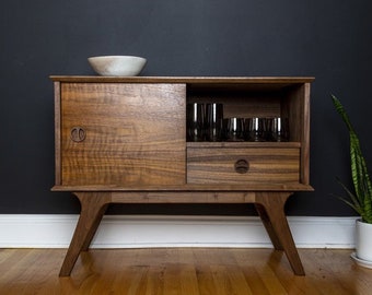 Midcentury Modern Storage Cabinet, Sideboard Console Table, Turntable Vinyl Storage, Record Player Stand, MCM Furniture