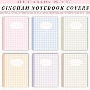 Pastel Gingham Notebook Covers - Digital Cottagecore Planner (PDF)