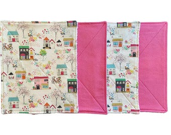 Juego de 4 toallas de papel reutilizables de color rosa y lunares rosas, toallas de cocina, servilletas, ecológicas y sostenibles