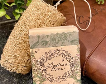 Jabón de leche de cabra con menta y eucalipto y luffa / Hecho a mano / Lotes pequeños / Ecológico / Cultivo orgánico