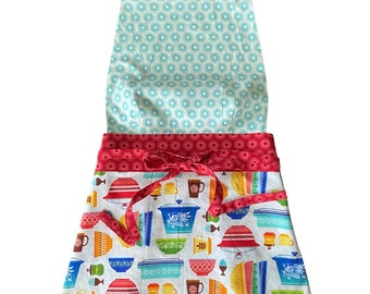 Retro Style Kitchen Apron With Bib Ruffles/ Kitchen/ Farmhouse
