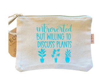 Introvertido pero dispuesto a hablar sobre plantas / Bolsa ecológica / Reutilizable / Bolsa de lona / Dichos divertidos