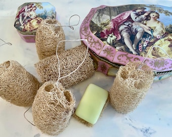 Luffa natural con cordón de cáñamo/biodegradable/ecológica/cultivada orgánicamente/cosechada a mano