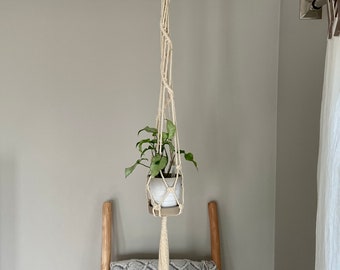 Colgador de macramé para plantas, natural