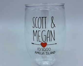 16oz plastic personalized custom stemless wine glasses, wedding cups, cocktail cups, multi-color designs included, full color