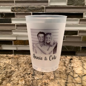 16oz Frost flex personalized cups, housewarming gift, monogrammed, weddings, showers, destination, photograph, black and white, full color