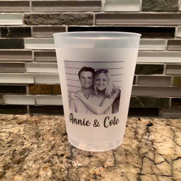 16oz Frost flex personalized cups, housewarming gift, monogrammed, weddings, showers, destination, photograph, black and white, full color