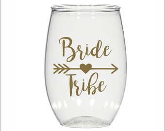 Bride Tribe Cocktail glasses, stemless wine glasses, personalized, custom design, open bar glasses, wedding favors, keep it classy