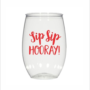 Cocktail cups, 16oz personalized wedding cups, cocktail, wine, stemless, Party Favors, bridesmaid, bachelorette party, Sip Sip Hooray