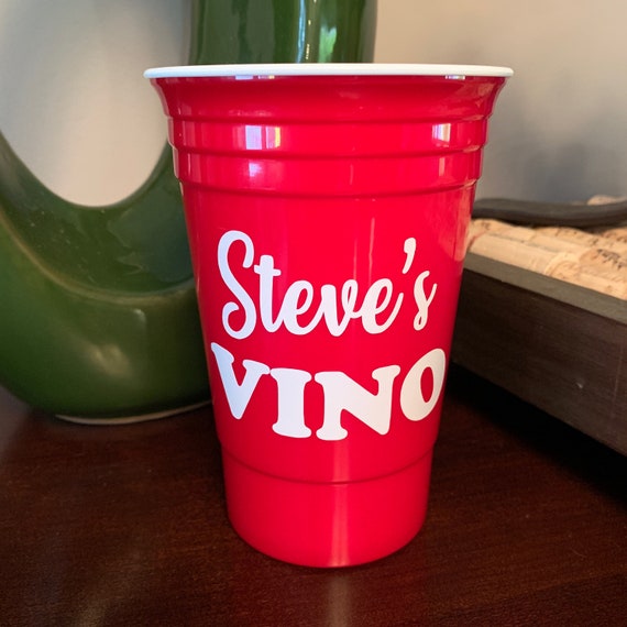 Personalized Red Party Cup, Plastic Double Walled Cup, Party Favors,  Wedding Cups, Stadium Cups, Wine Glass, Vino, Gift, Custom Design 