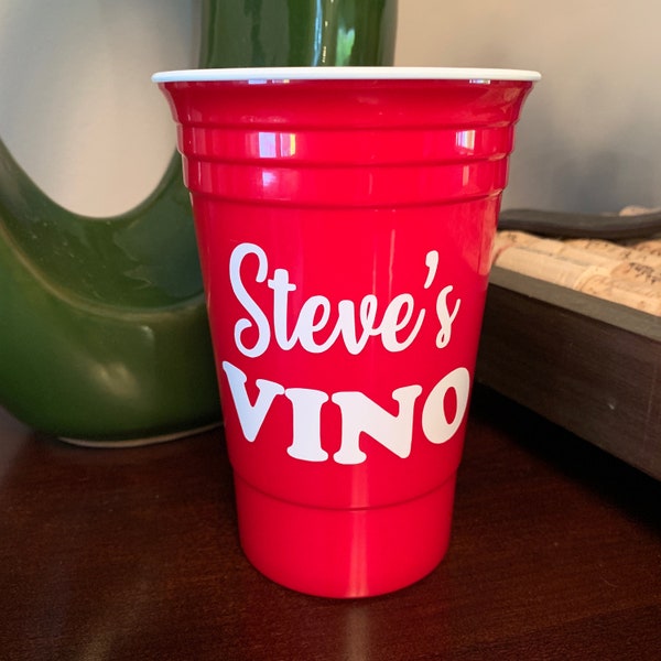 Personalized red party cup, plastic double walled cup, Party Favors, wedding cups, stadium cups, wine glass, vino, gift, custom design