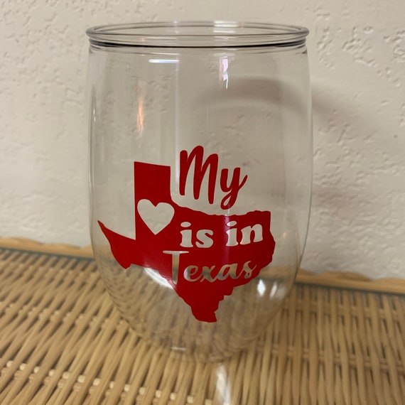 16 Oz Personalized Plastic Stemless Wine Glasses, Custom Wedding Glasses,  Party Favors, Bridesmaid, Bachelorette Party, My Heart is in Texas - Etsy