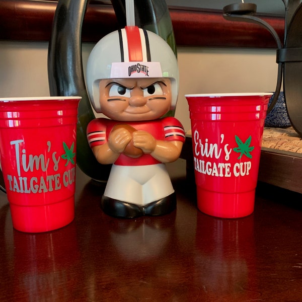 Personalized red party cups, plastic double walled cup, Party Favors, wedding cups, stadium cups, Ohio State, Tailgate, Tailgating, beer cup