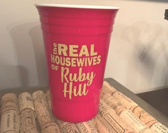 The Real housewives, personalized custom double walled red party cups, Pool Party Cups, Personalize, custom, bridesmaid, cocktail cups,