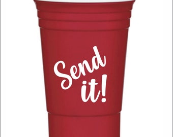 16 oz Personalized plastic double walled red party cup, custom wedding cups, personalized cups, beer pong, lake life, cabin, beach, send it