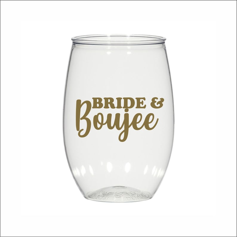 Personalized Plastic Stemless Wine Glasses Bride and Boujee Etsy
