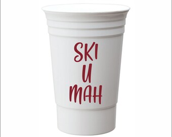 Personalized plastic double walled red party cups, wedding cups, stadium, custom, Party Favors, Ski-U-Mah, tailgate, Minnesota, Football