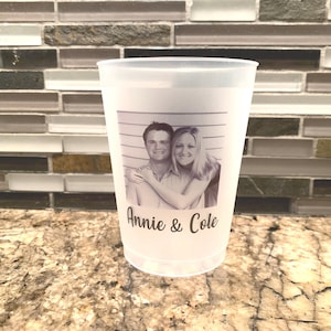 16oz Frost flex personalized cups, housewarming gift, monogrammed, weddings, showers, destination, photograph, black and white, full color