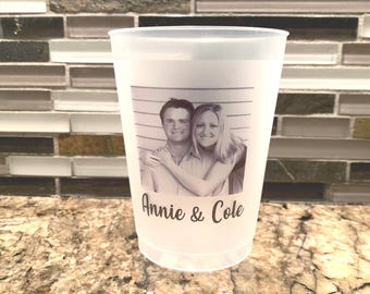 16oz Frost flex personalized cups, housewarming gift, monogrammed, weddings, showers, destination, photograph, black and white, full color