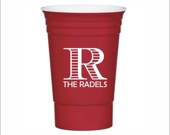 16 oz Personalized plastic double walled red party cup, custom wedding cups, personalized cups, beer pong, lake life, cabin, beach, send it