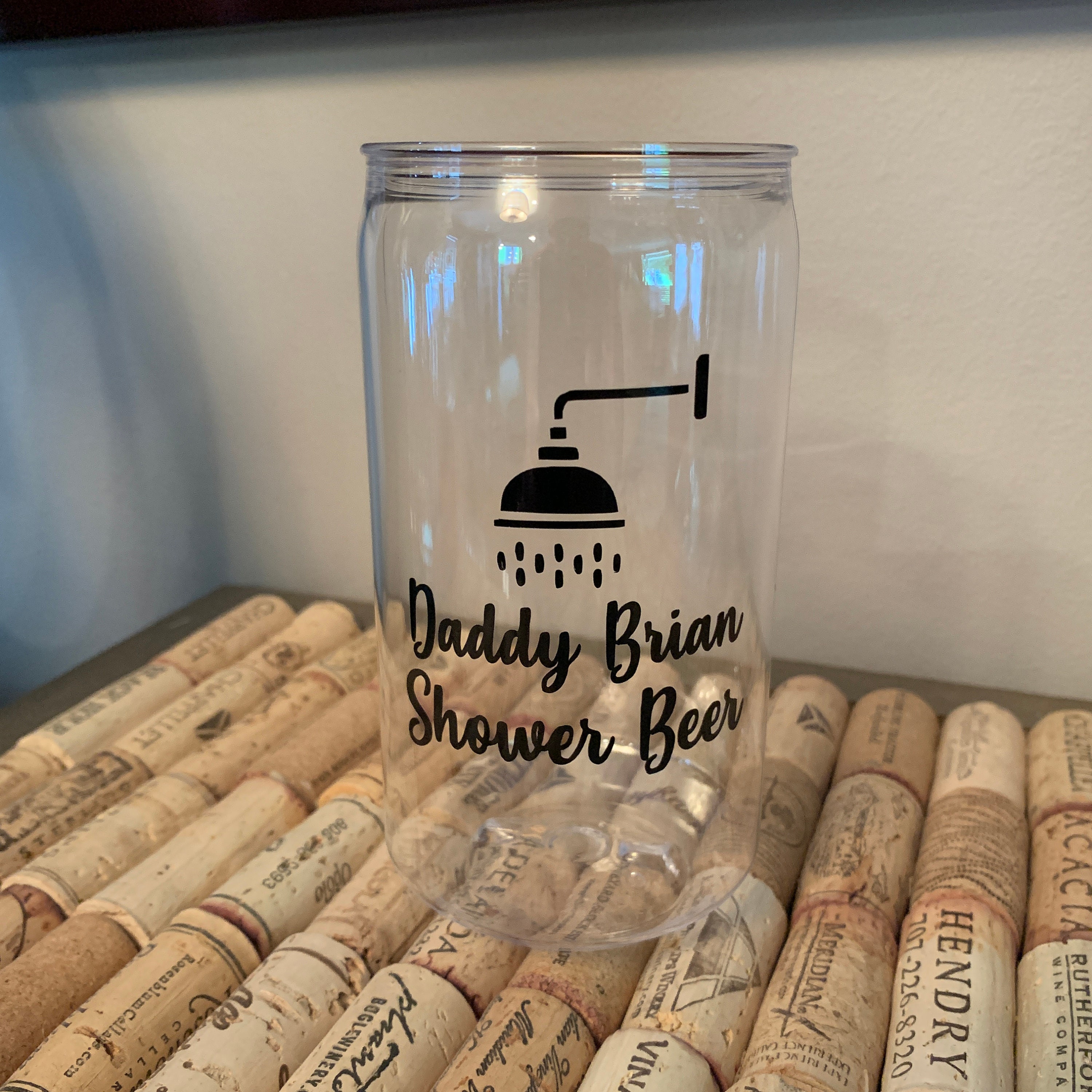 Shower Beer 16 oz Personalized plastic beer can glass Etsy