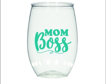 16 oz Personalized plastic Stemless Wine glasses, custom wedding glasses, Party Favors, bridesmaid, bachelorette party, Mom Boss