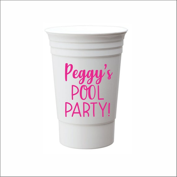 Pool Party Cups Personalized custom plastic double walled Etsy